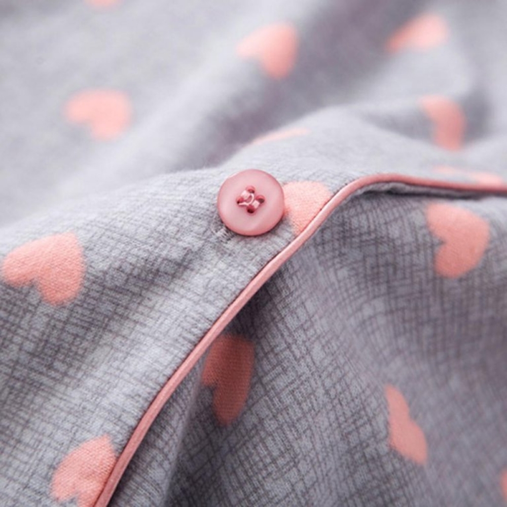 Long Sleeve Night Gown Pajama Dress with Pink Hearts perfect for Post Partum - Picture 7 of 11